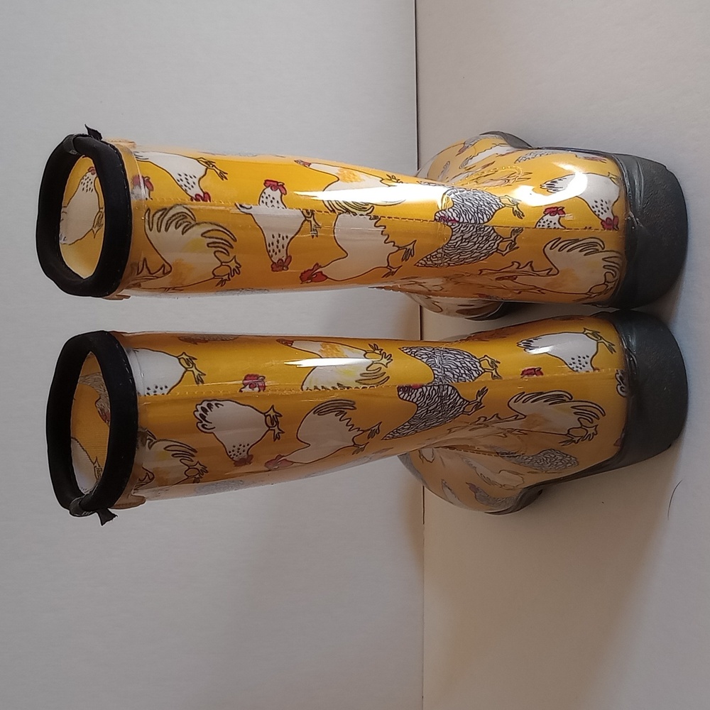 Yellow Chicken Pattern Rain Boots - image 4